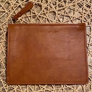 Ann Taylor Brown Mini Leather Pouch